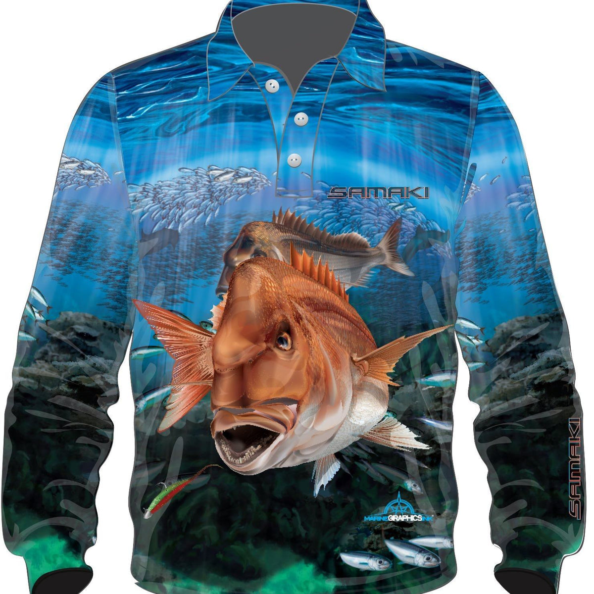 Samaki Red Snapper – Long Sleeve Adult Fishing Shirt Size Medium - Outback  Adventures Camping Stores